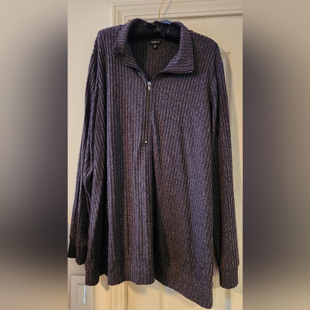 Torrid Dark Gray Half-Zip Ribbed Long Sleeve Sweater Size 3
